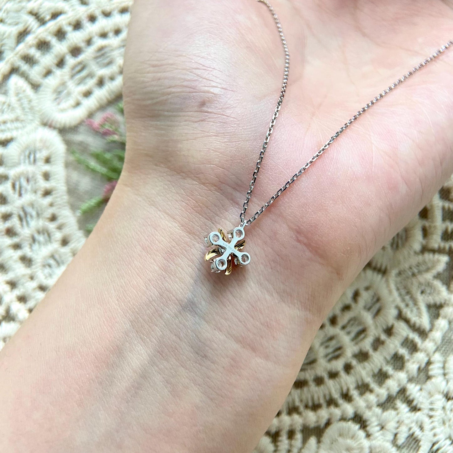Cluster Necklace with 0.25 TCW Round Cut Moissanite