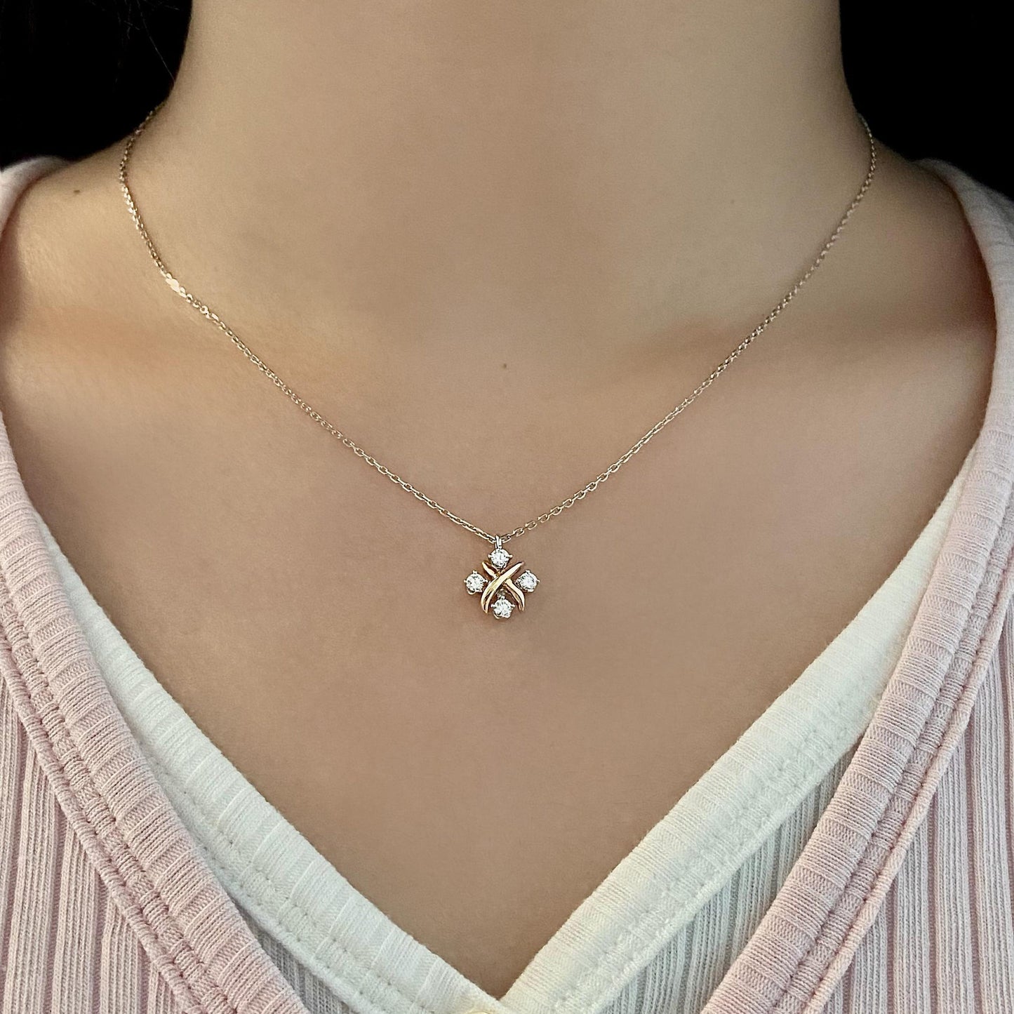 Cluster Necklace with 0.25 TCW Round Cut Moissanite