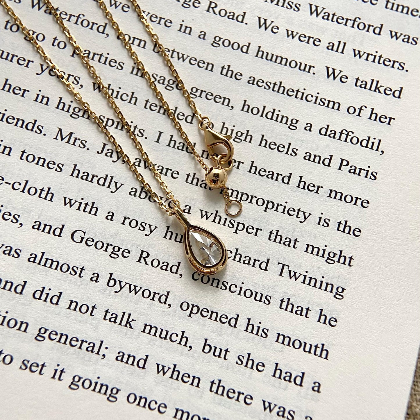 Bezel Necklace with 1.0 TCW Pear Cut Moissanite