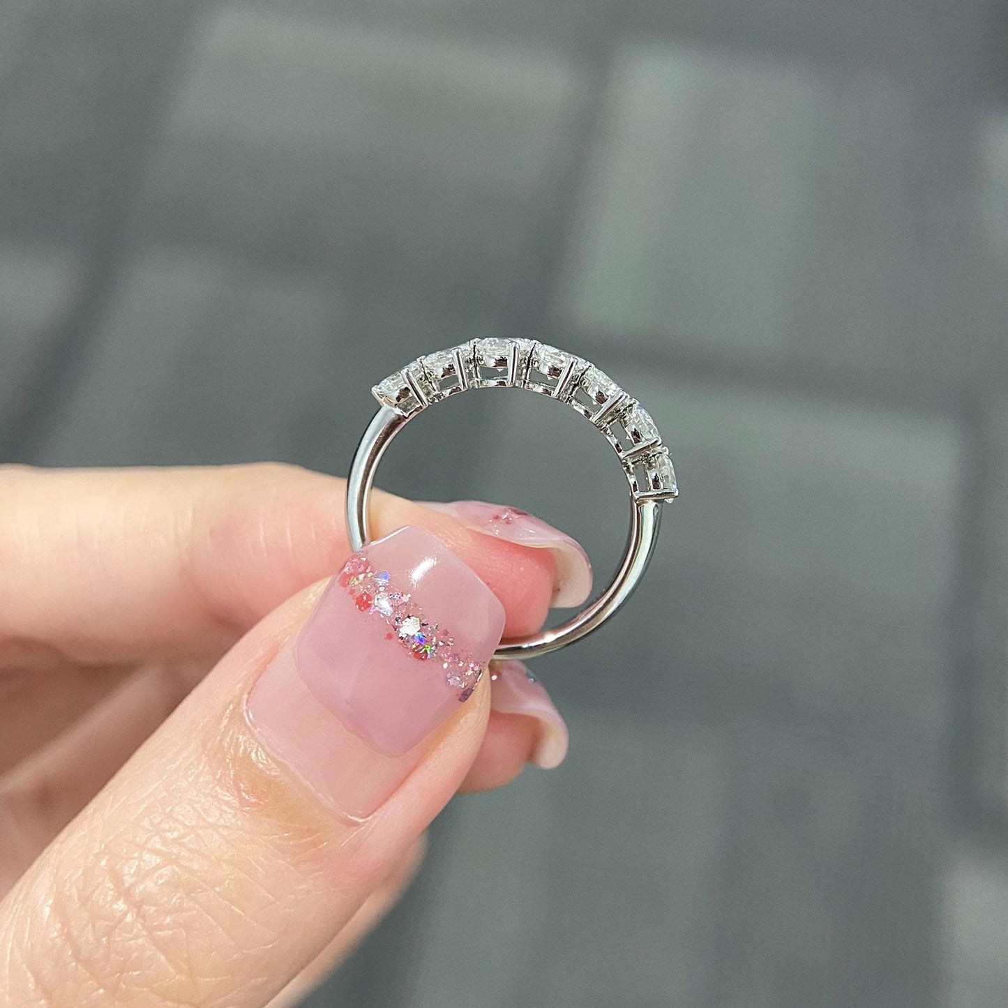 1.40 TCW Pear Half Eternity Lab Grown Diamond Wedding Band