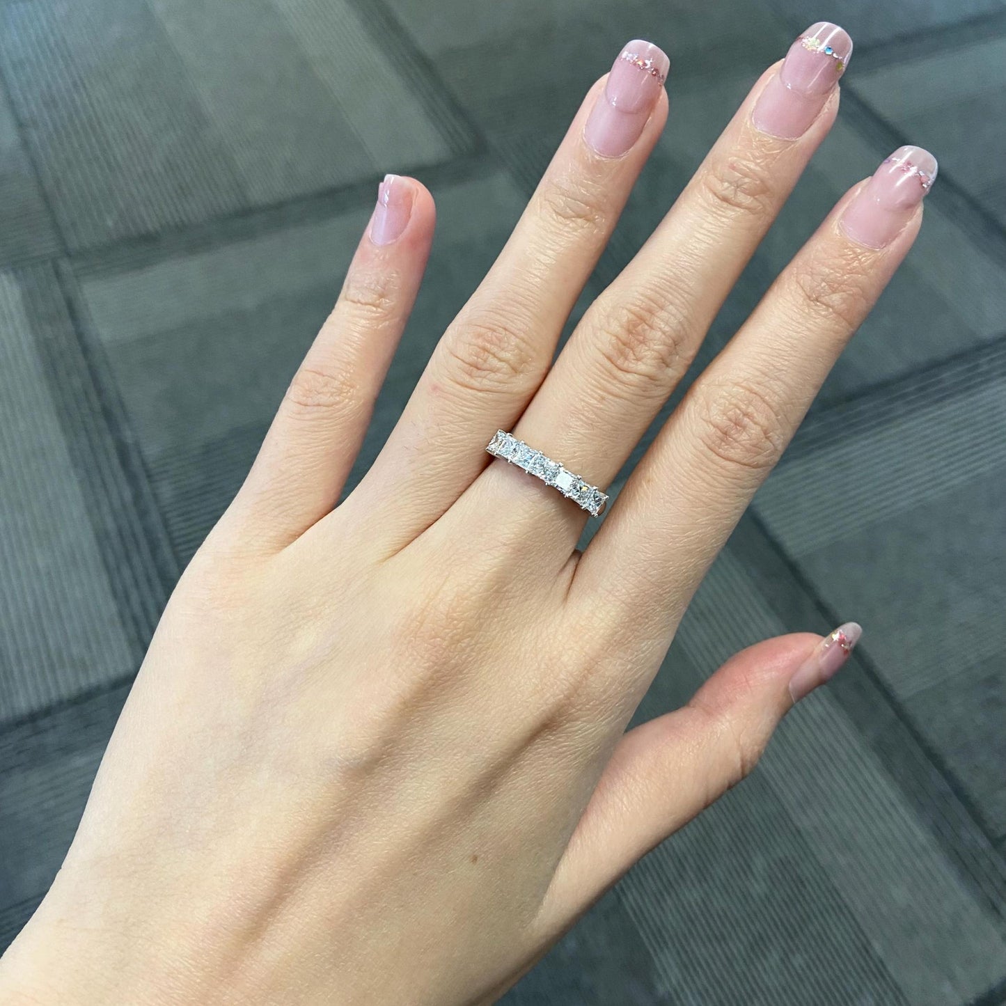 1.2 TCW Princess Half Eternity Lab Grown Diamond Wedding Band