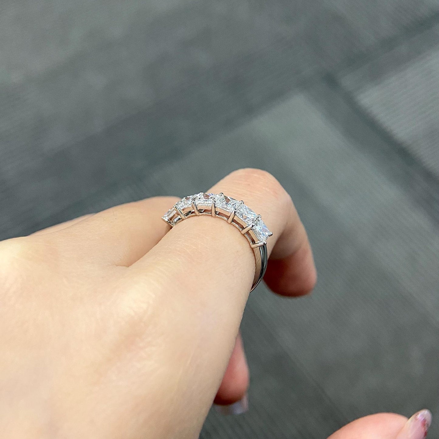 2.0 TCW Princess Half Eternity Lab Grown Diamond Wedding Band