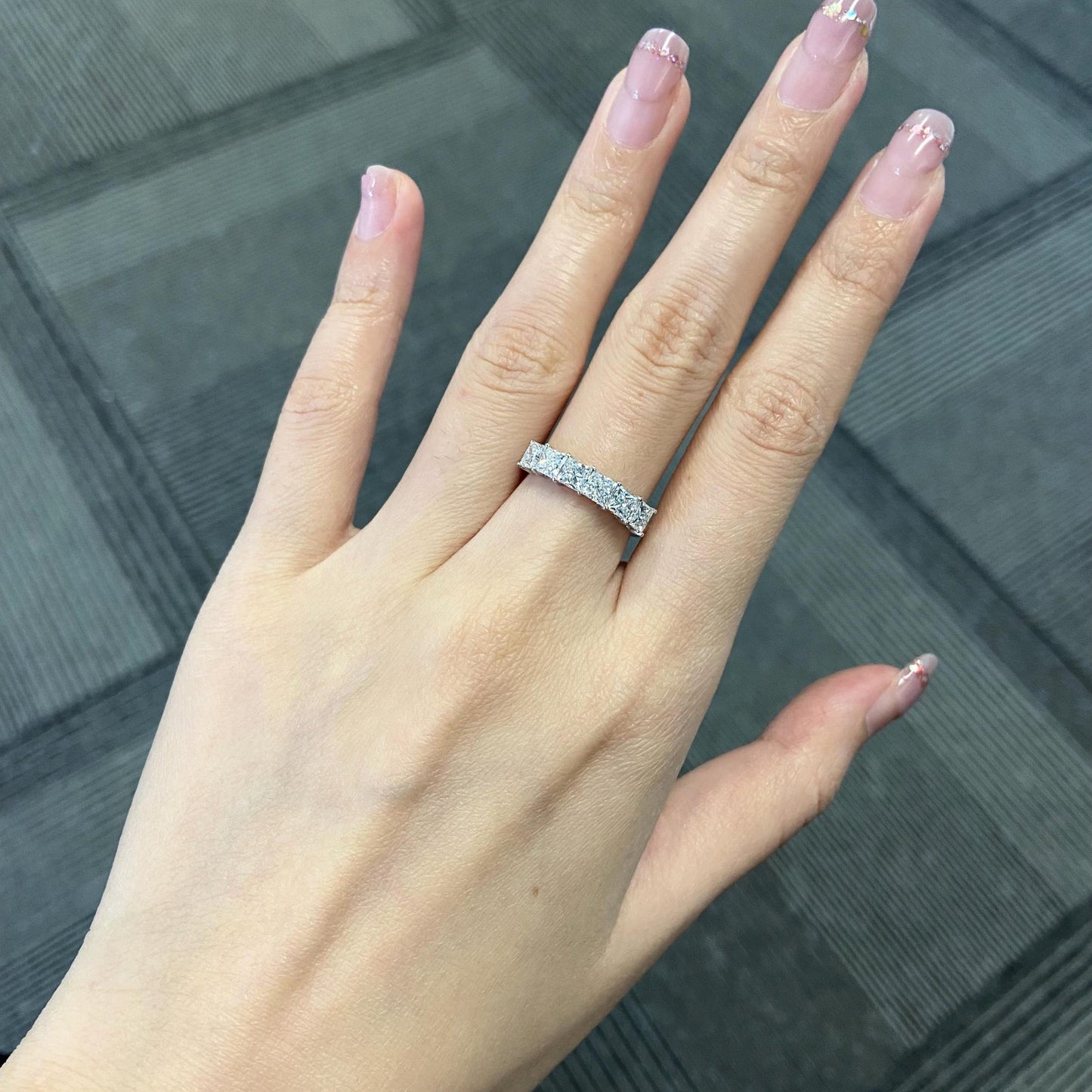 2.0 TCW Princess Half Eternity Lab Grown Diamond Wedding Band