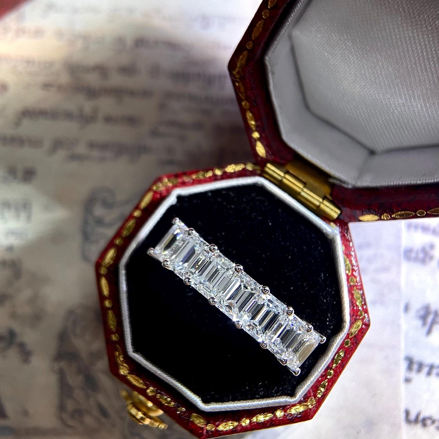 2.5 TCW Emerald Seven Stone Lab Grown Diamond Wedding Band