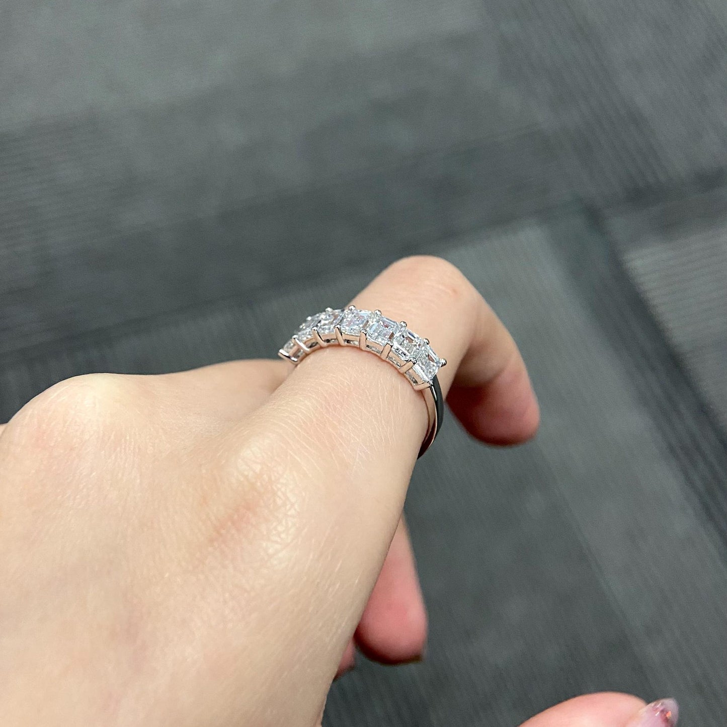 2.5 TCW Emerald Seven Stone Lab Grown Diamond Wedding Band