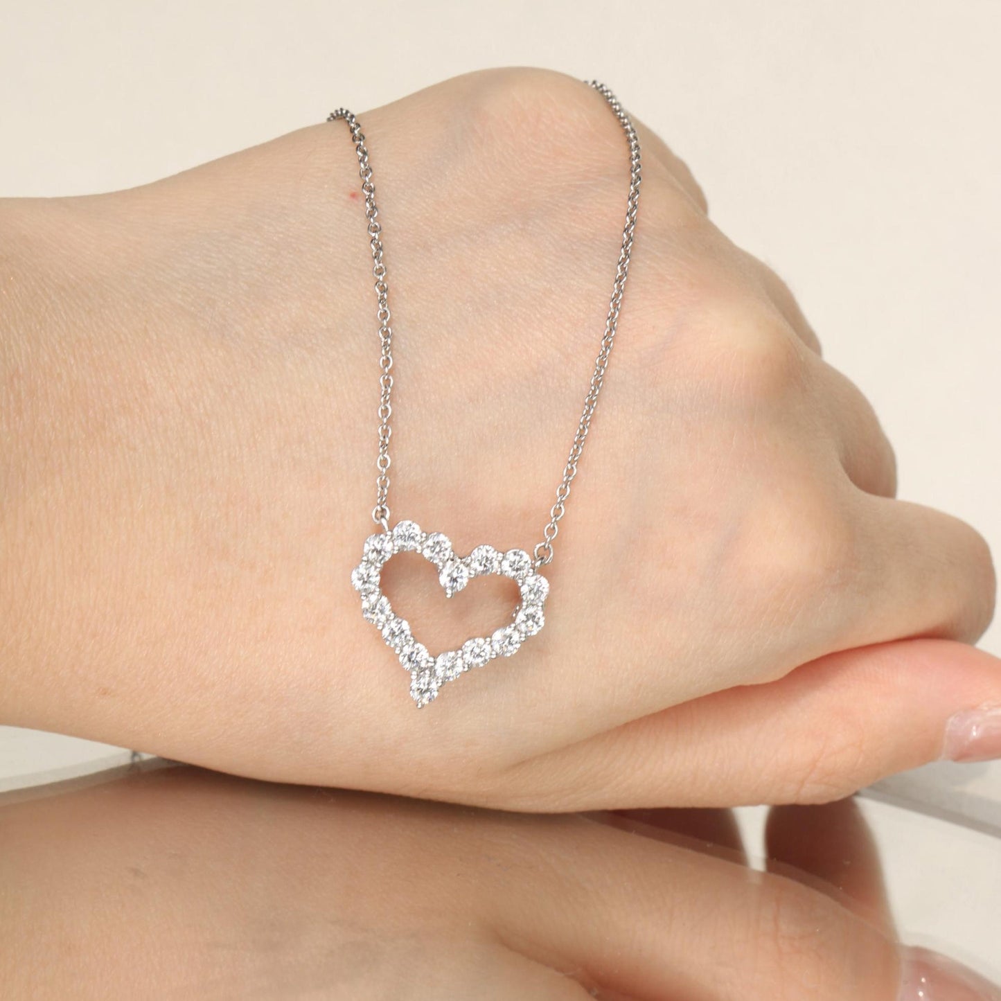 Heart Necklace with 1.01 TCW Round Cut Moissanite
