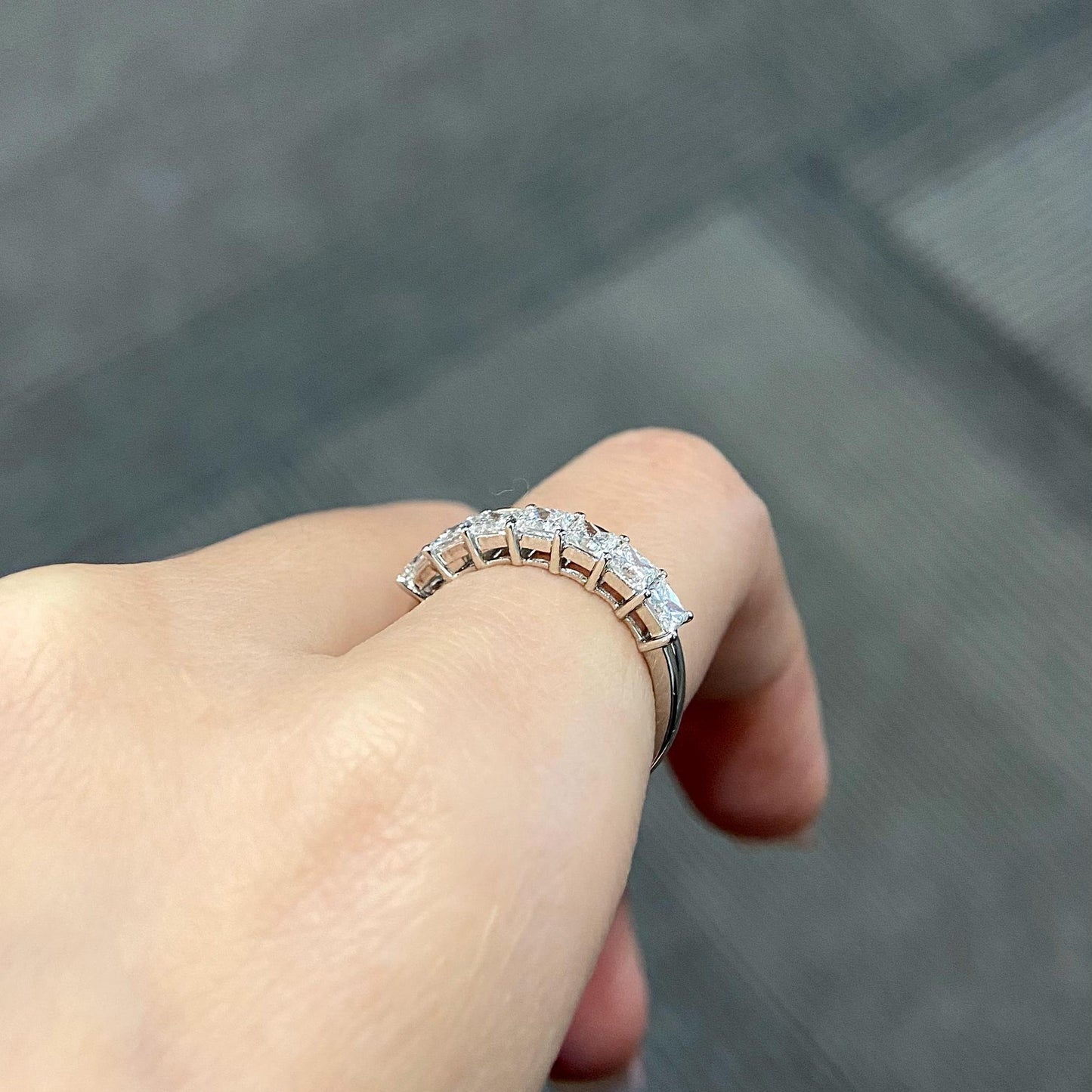 1.2 TCW Princess Half Eternity Lab Grown Diamond Wedding Band