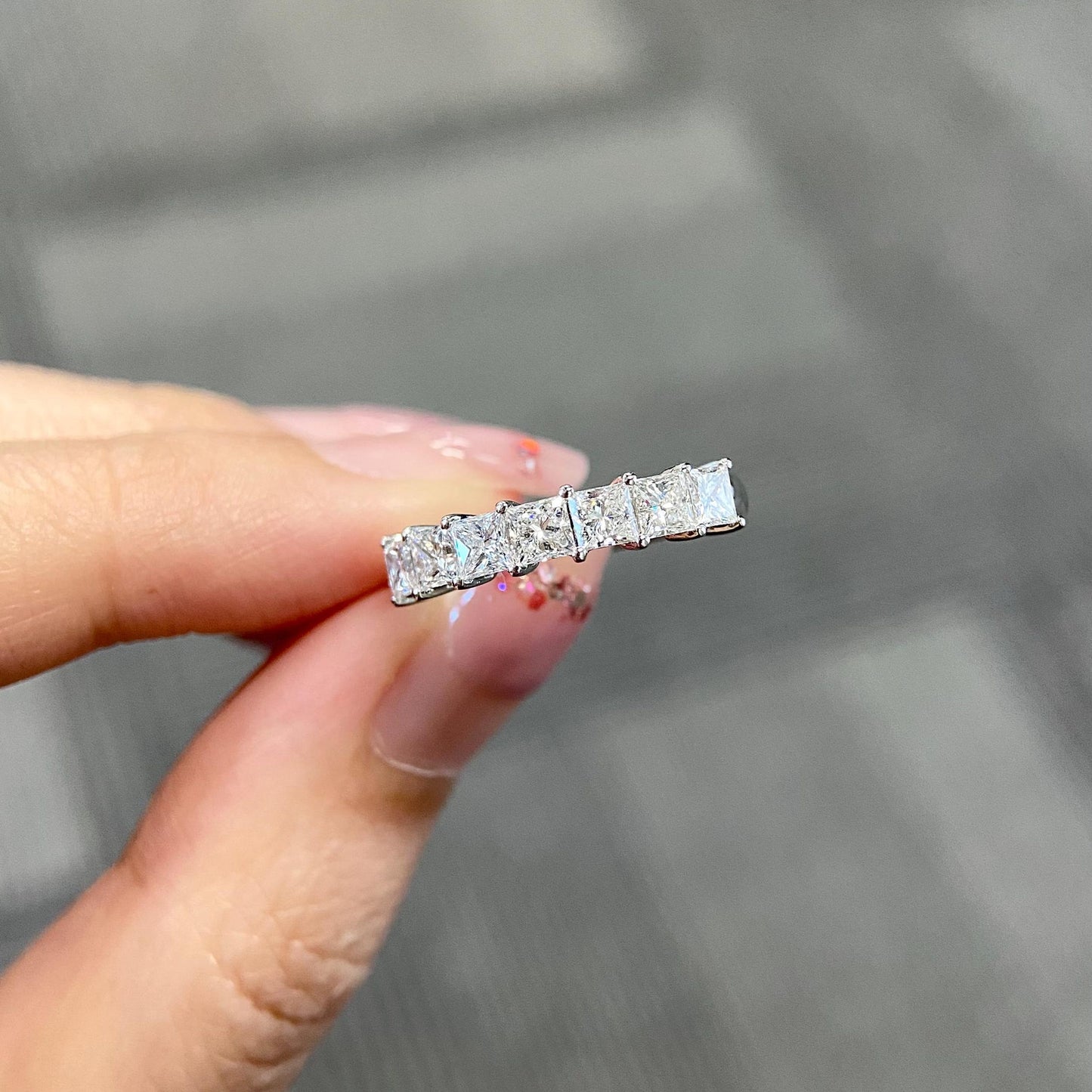 1.2 TCW Princess Half Eternity Lab Grown Diamond Wedding Band