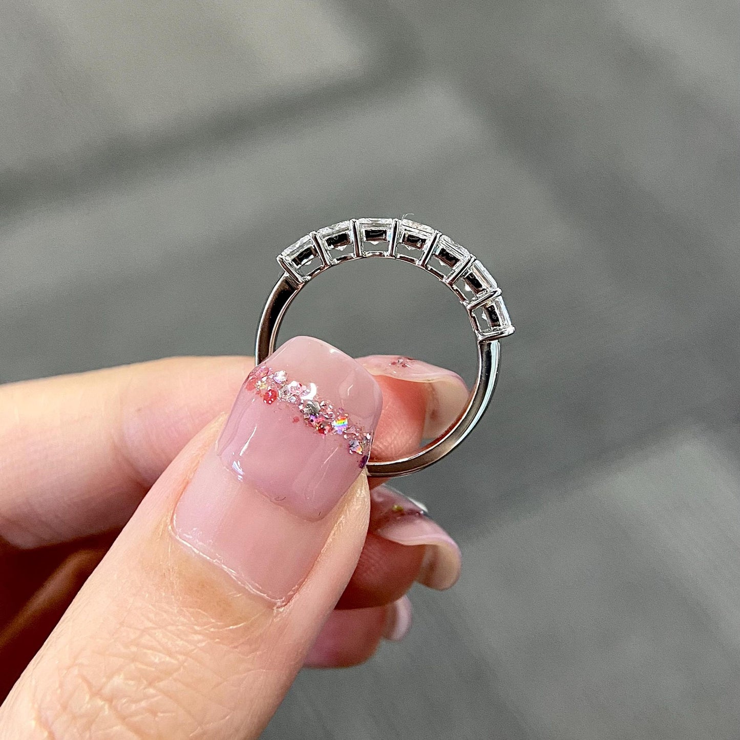 1.2 TCW Princess Half Eternity Lab Grown Diamond Wedding Band