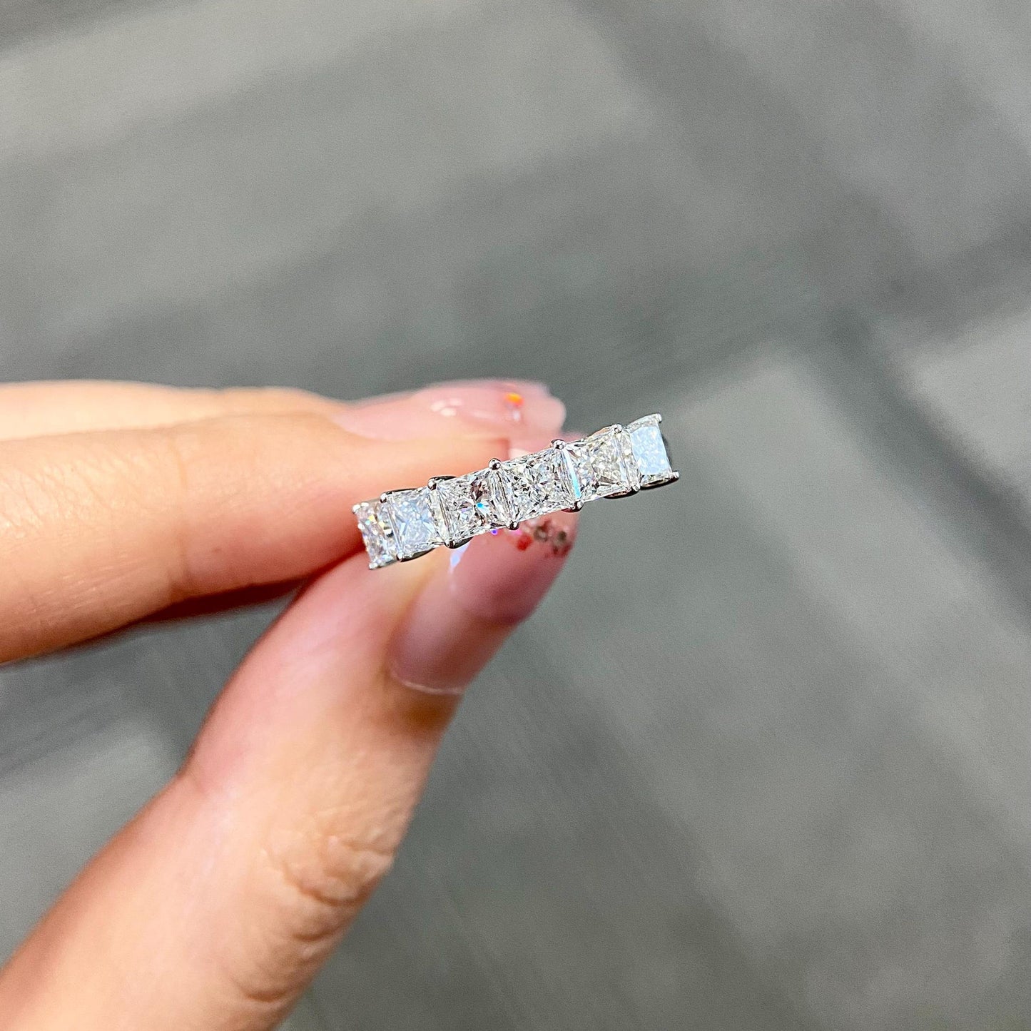 2.0 TCW Princess Half Eternity Lab Grown Diamond Wedding Band