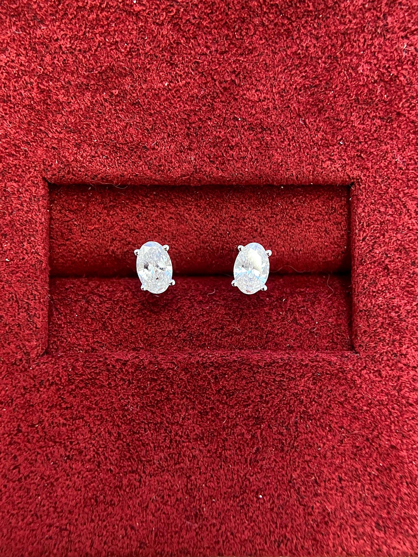 Solitaire Stud Earrings with 0.4 TCW Oval Cut Moissanite