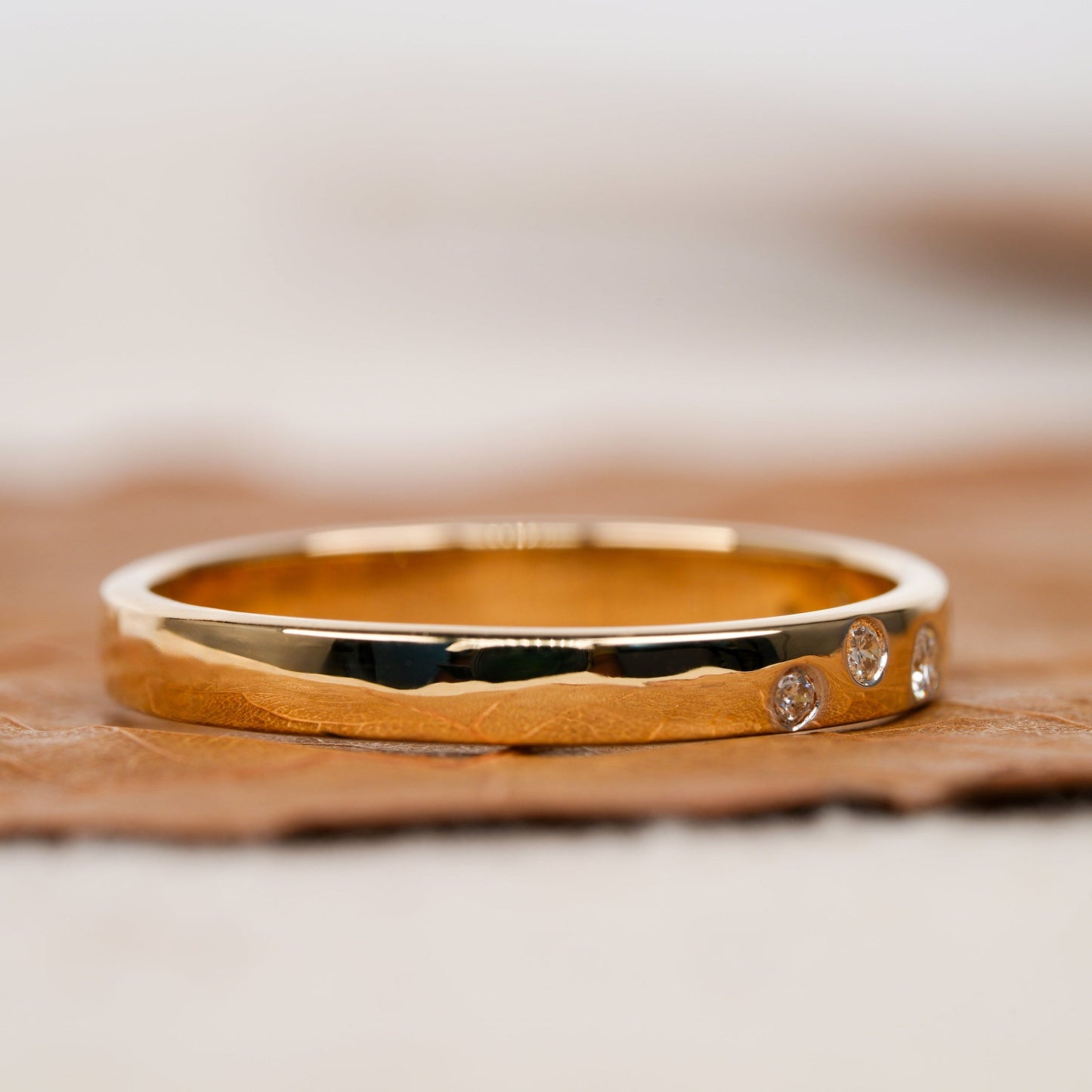 Flush Setting Wedding Band with 0.12 TCW Round Cut Moissanite