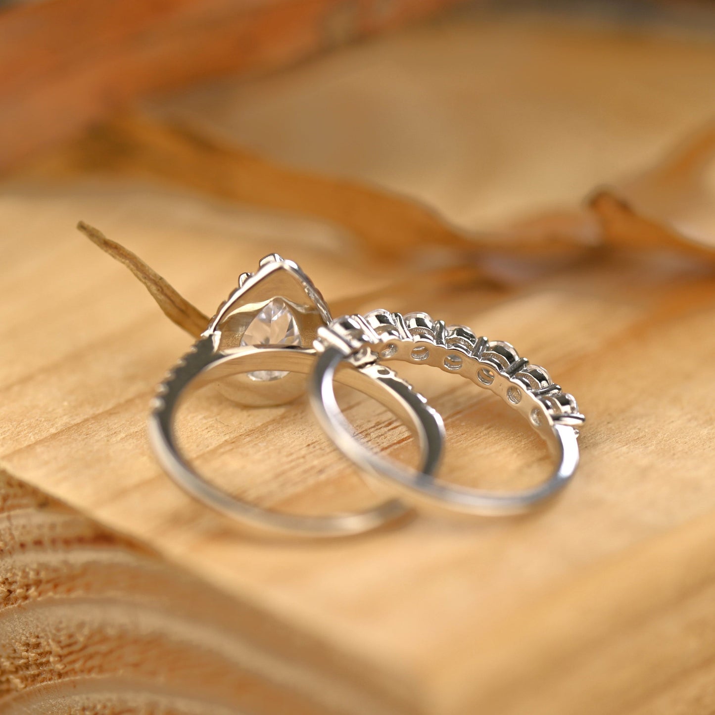 Halo Bridal Ring Set with 1.0 CT Pear Cut Moissanite