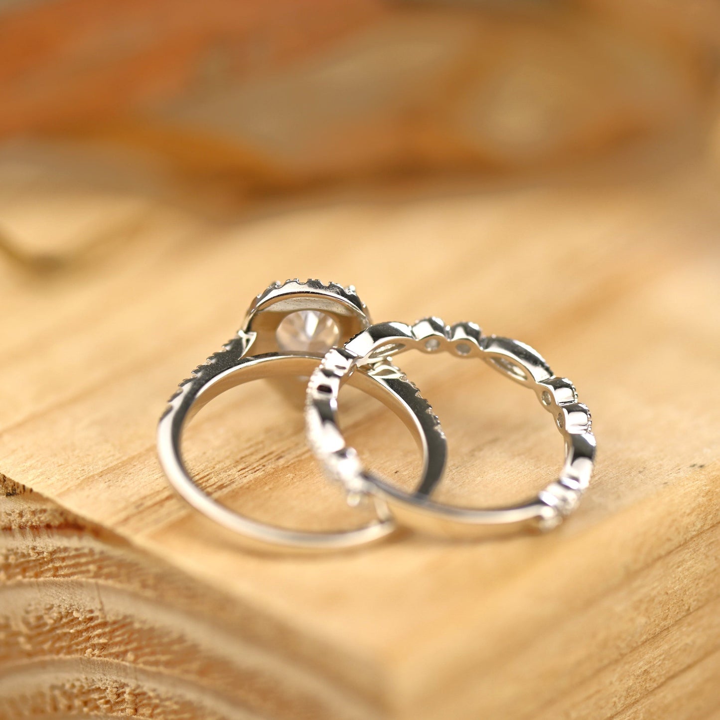 Halo Bridal Ring Set with 2.0 CT Pear Cut Moissanite