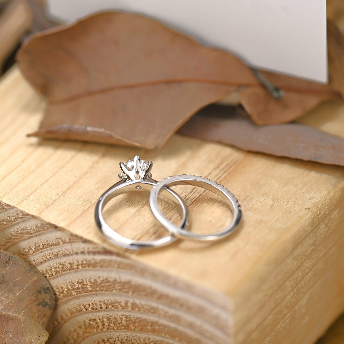 Solitaire Bridal Ring Set with 1.0 CT Round Cut Moissanite