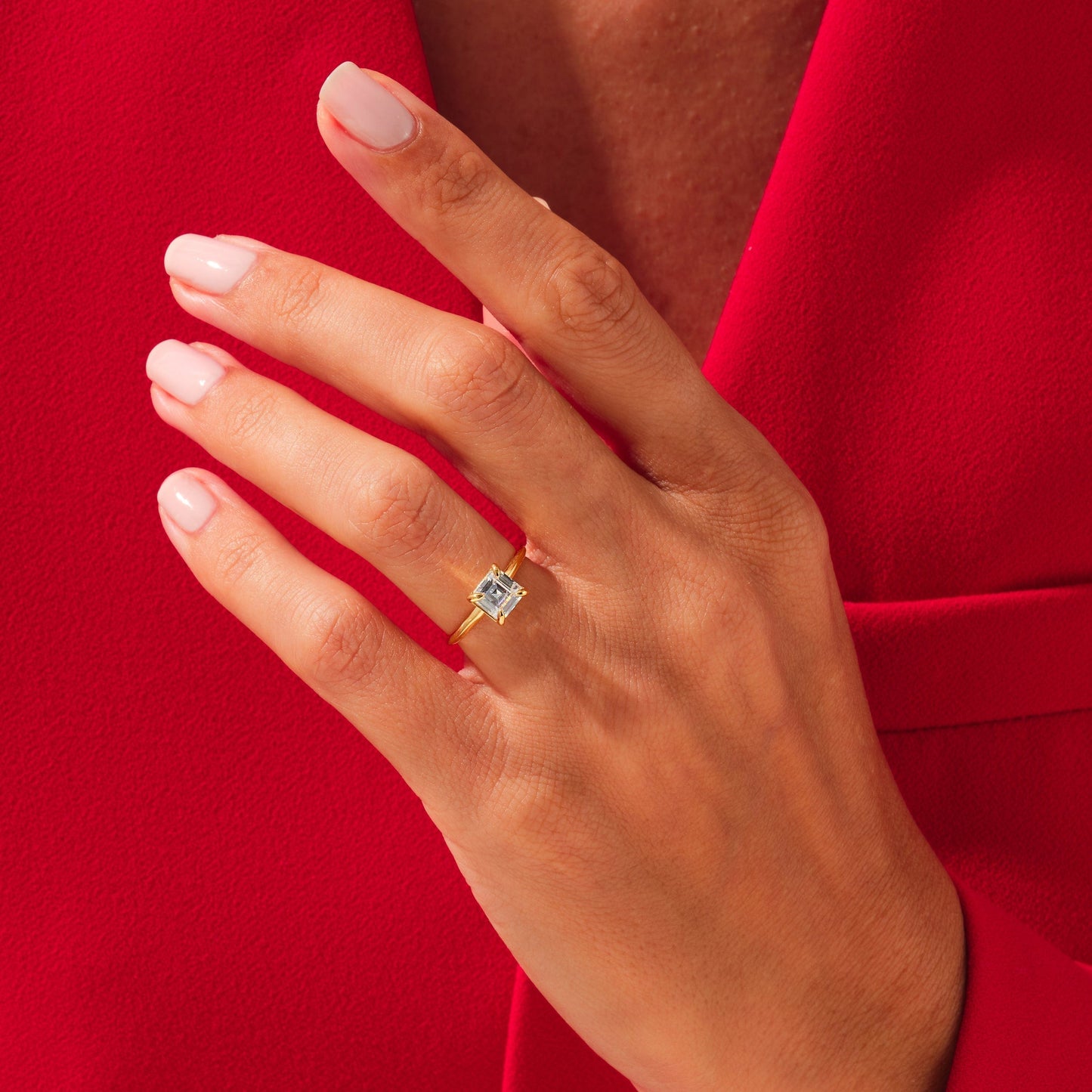 Solitaire Ring with 1.50 CT Asscher Moissanite