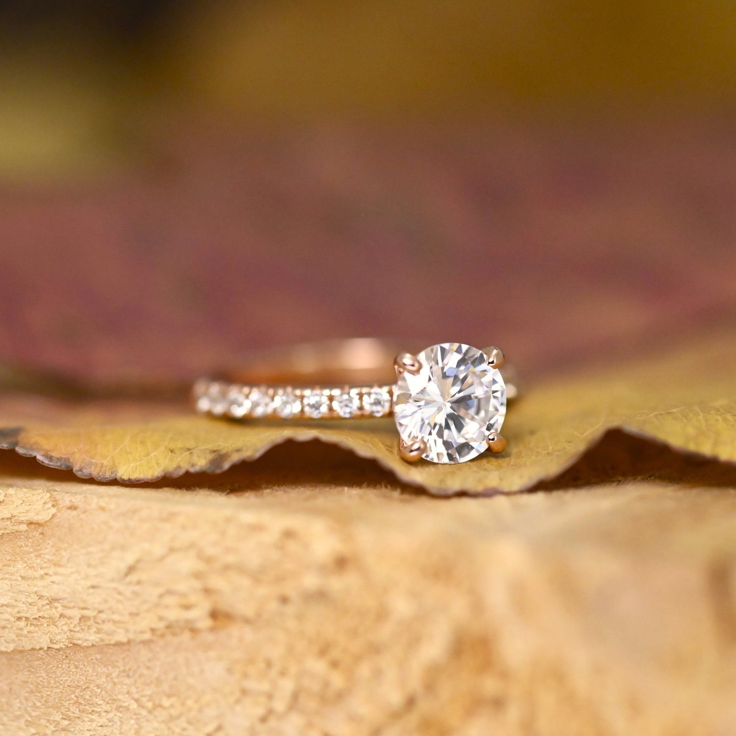Pave Setting Bridal Ring Set with 1.0 CT Round Cut Moissanite