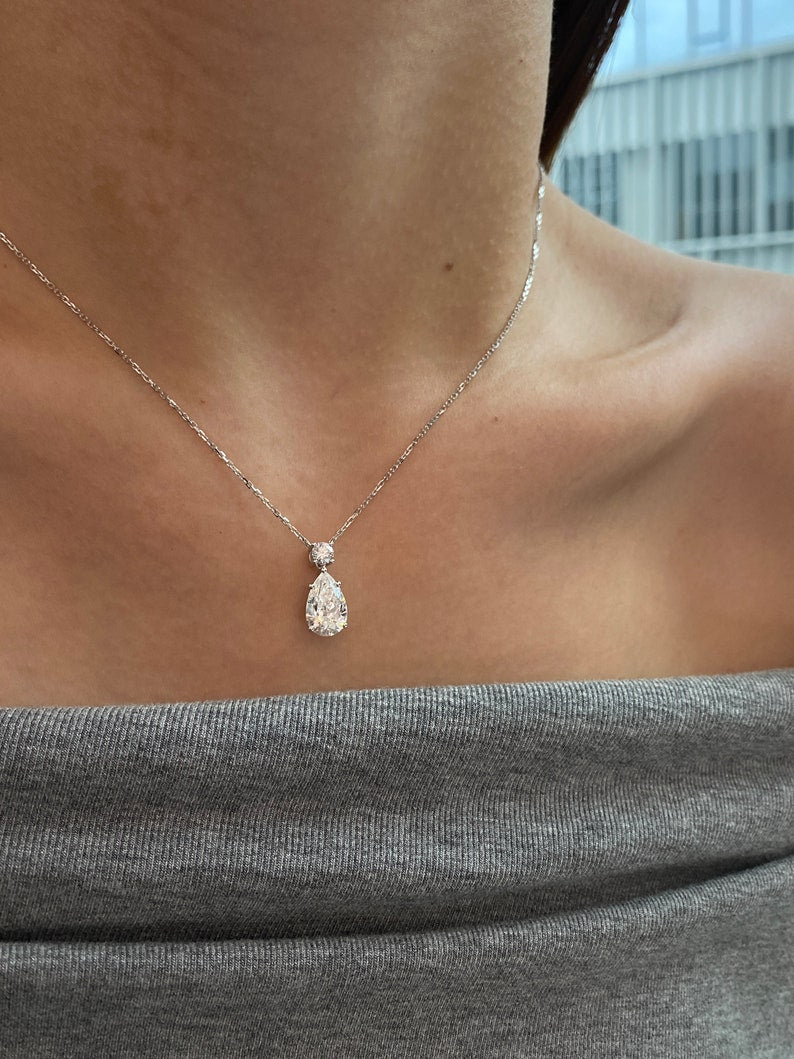 Drop Necklace with 2.0 TCW Pear Cut Moissanite