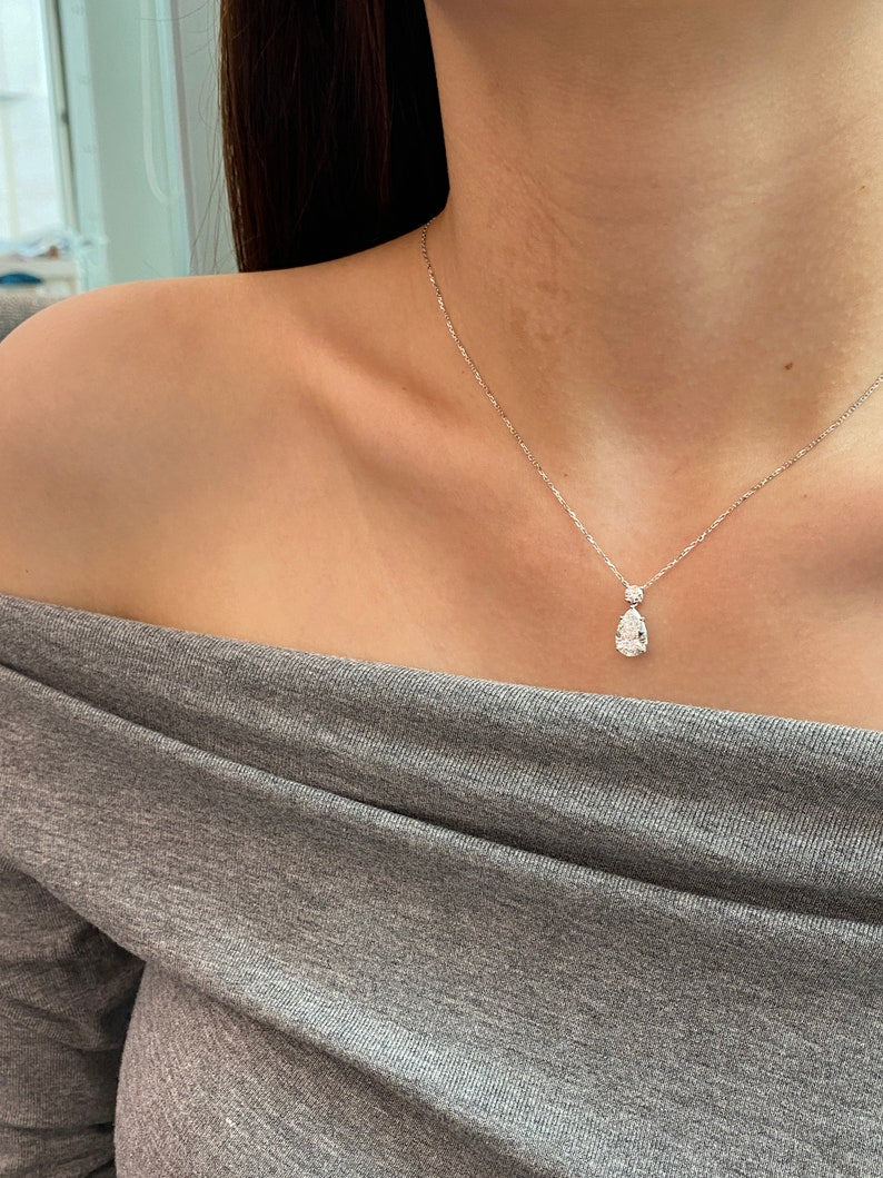 Drop Necklace with 2.0 TCW Pear Cut Moissanite