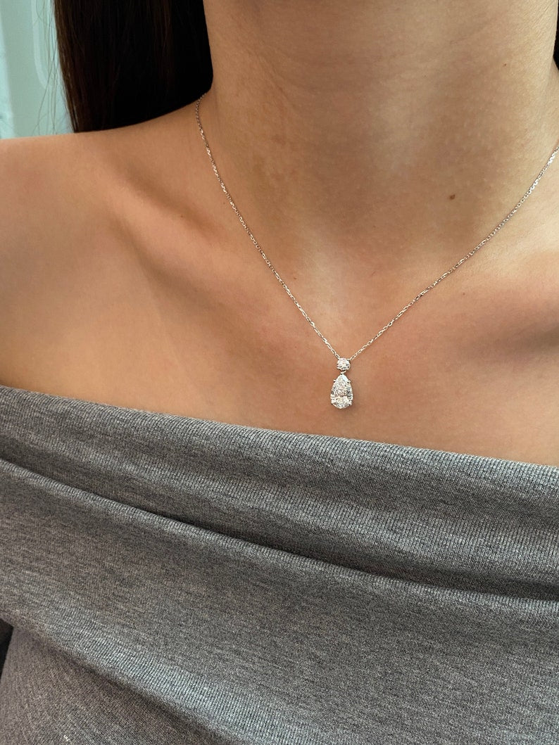 Drop Necklace with 2.0 TCW Pear Cut Moissanite