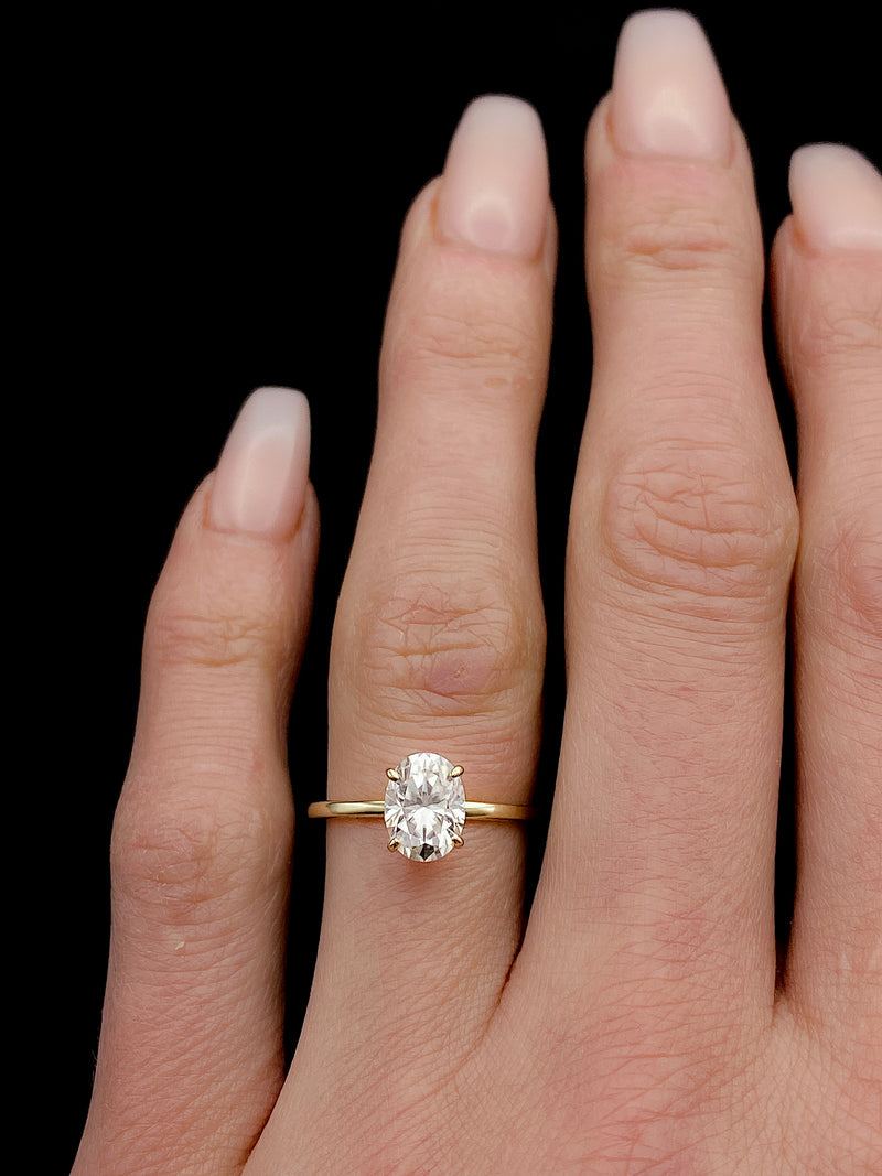 Solitaire Ring with 1.50 CT Oval Cut Moissanite