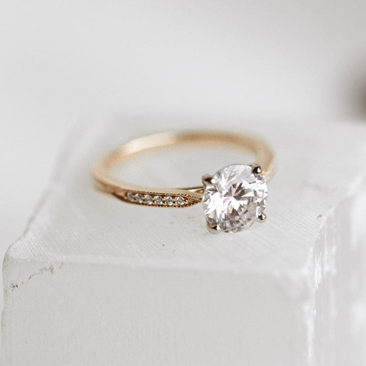 Pave Setting Ring with 2.0 CT Round Moissanite