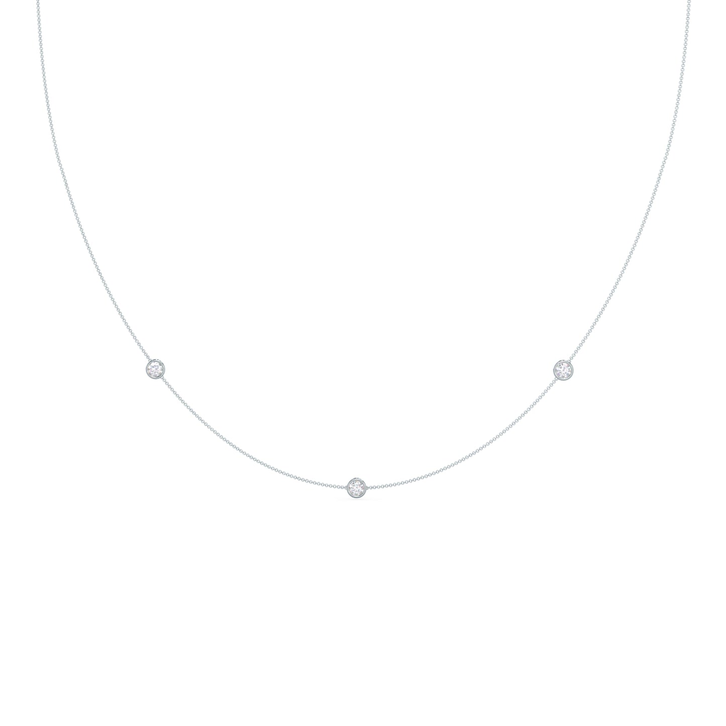 Triple Bezel Necklace with 0.50 TCW Floating Round Cut Moissanite