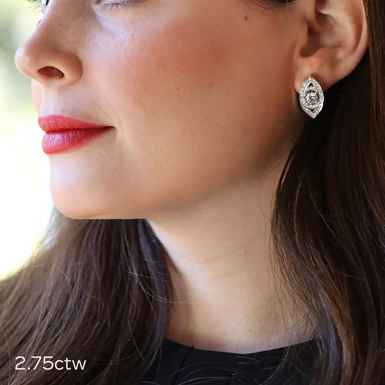 Evil Eye Stud Earrings with 2.75 CT Round Cut Moissanite