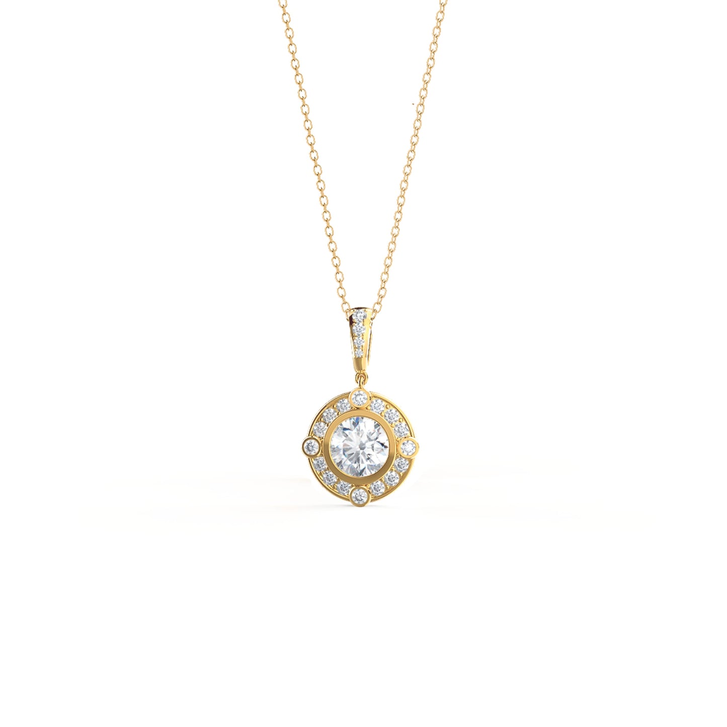 Halo Necklace with 0.50 CT Brilliant Round Cut Moissanite