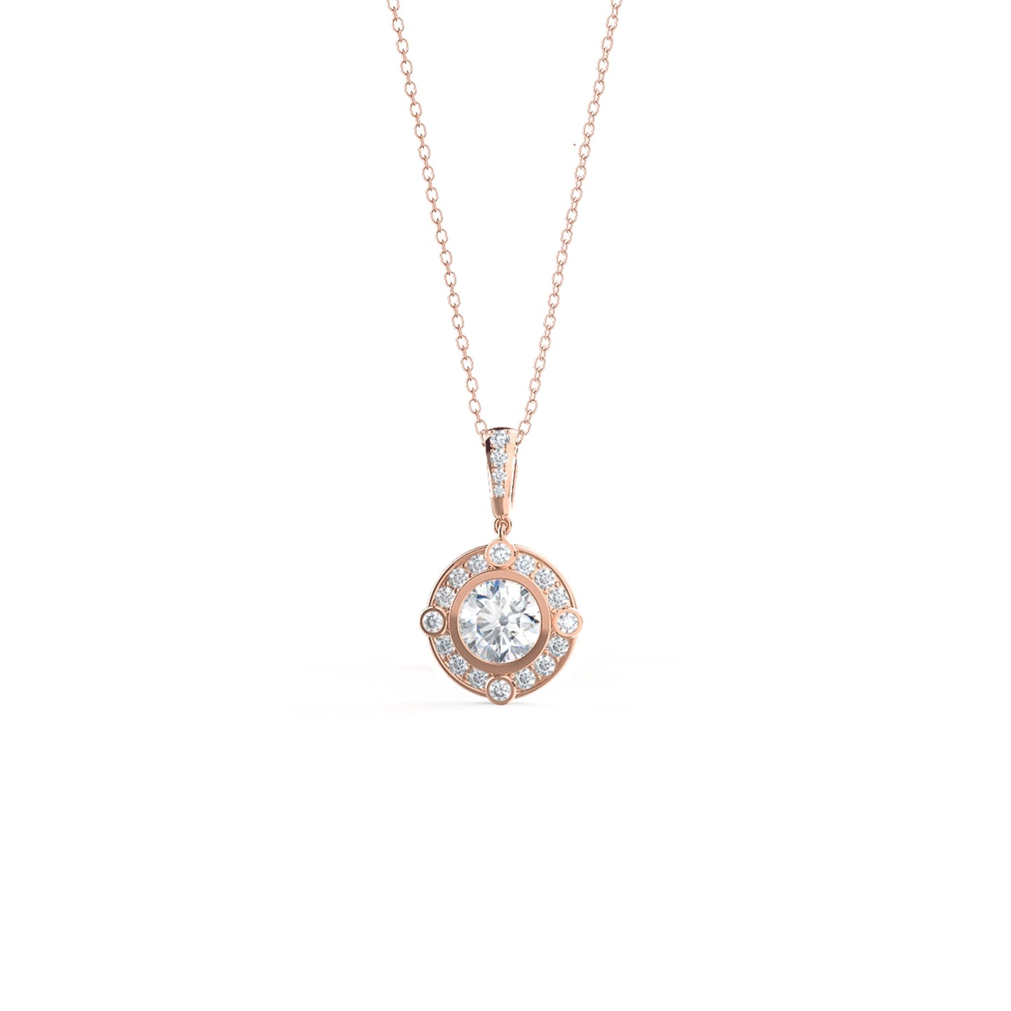 Halo Necklace with 0.50 CT Brilliant Round Cut Moissanite