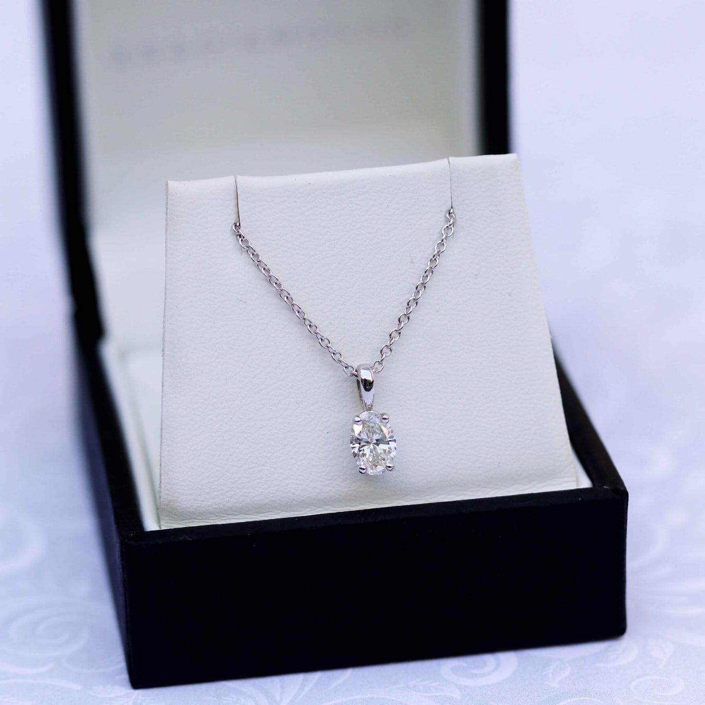 Solitaire Necklace with 0.35 CT Classic Oval Cut Moissanite