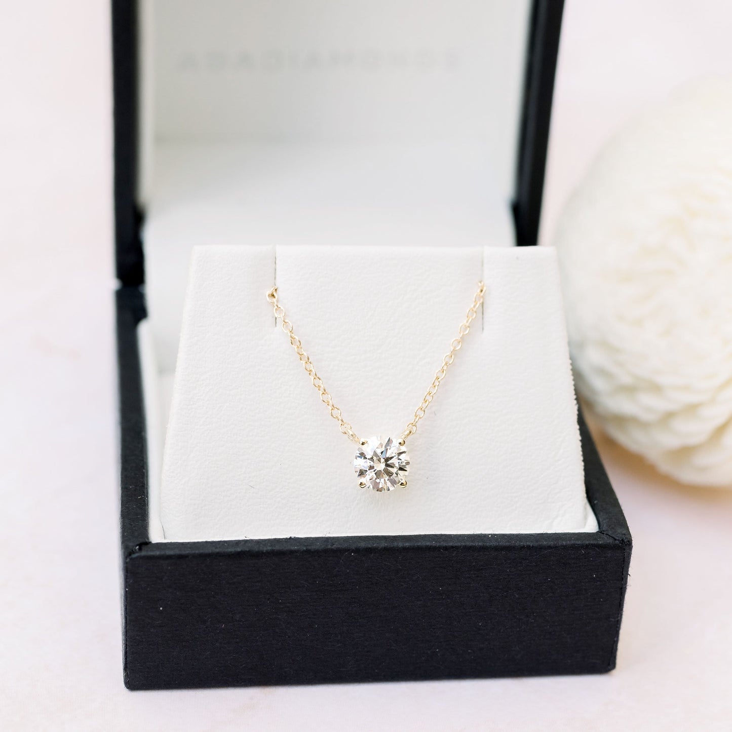 Solitaire Necklace with 1.0 CT Floating Round Cut Moissanite
