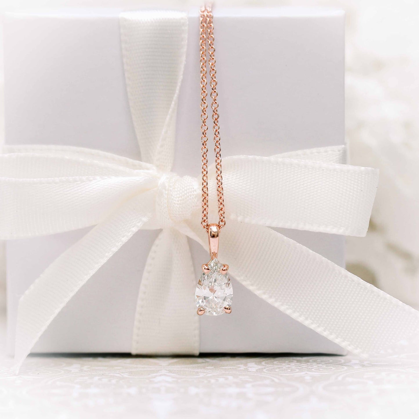 Solitaire Necklace with 0.50 CT Classic Pear Cut Moissanite