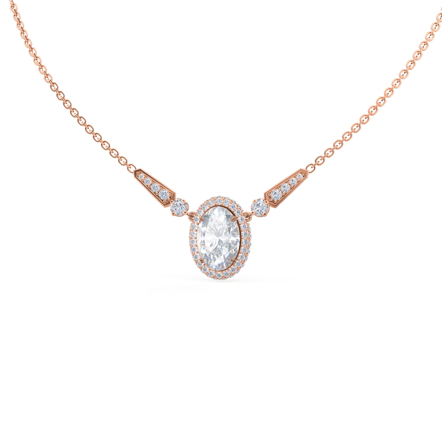 Unique Style Necklace with 0.70 CT Oval Cut Moissanite