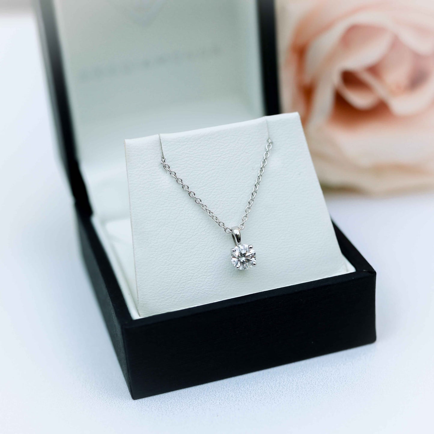 Solitaire Necklace with 0.35 CT Classic Round Cut Moissanite