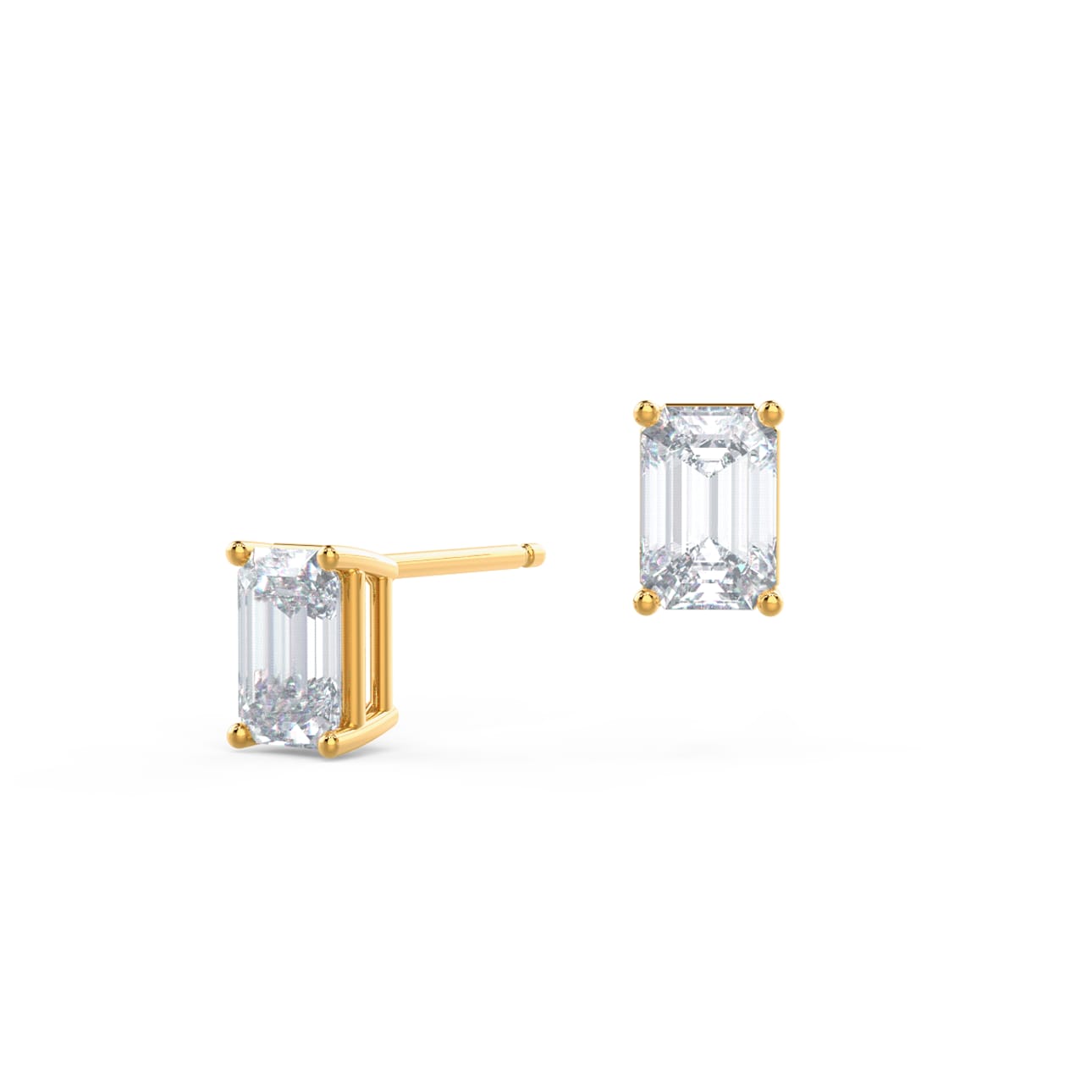 Solitaire Stud Earrings with 1.40 CT-3.0 CT Emerald Cut Moissanite