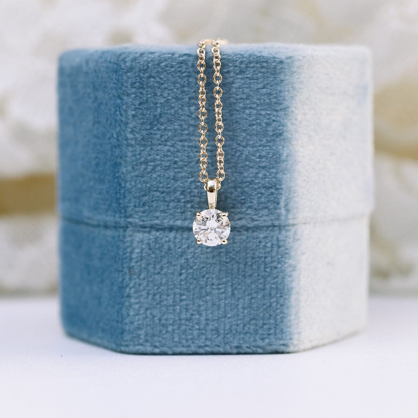 Solitaire Necklace with 0.35 CT Classic Round Cut Moissanite