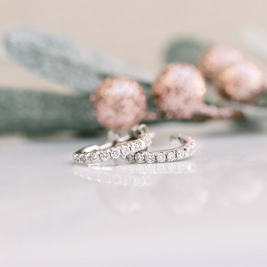 Huggie Hoop Earrings with 0.63 TCW Round Cut Moissanite