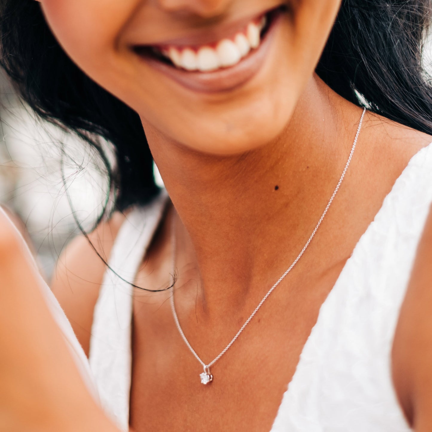 Solitaire Necklace with 0.35 CT Classic Round Cut Moissanite
