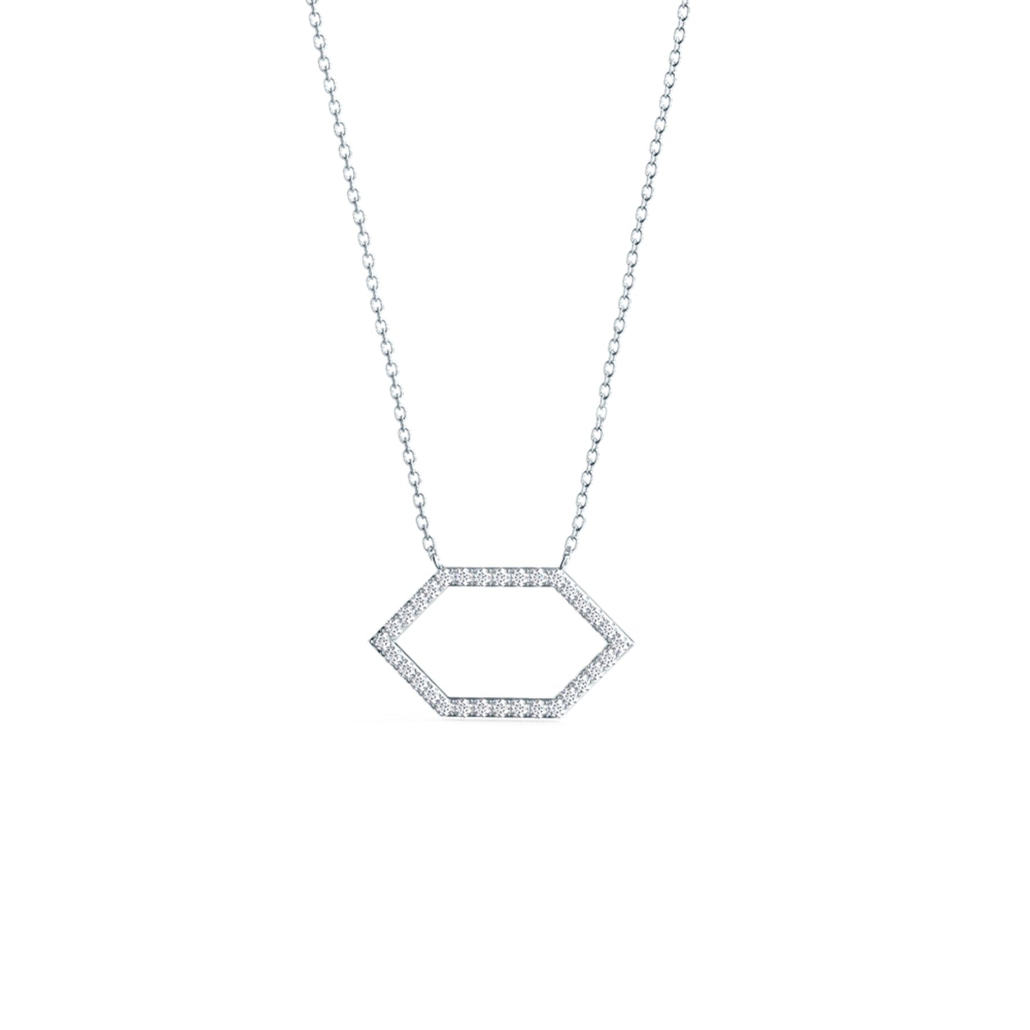 Open Hexagon Necklace with 0.15 TCW Round Cut Moissanite