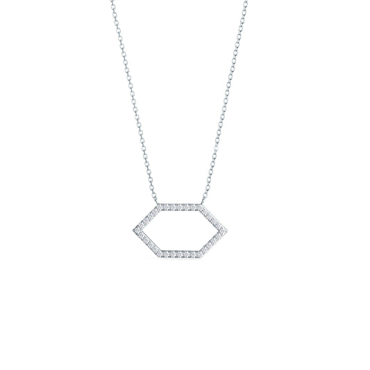 Open Hexagon Necklace with 0.15 TCW Round Cut Moissanite