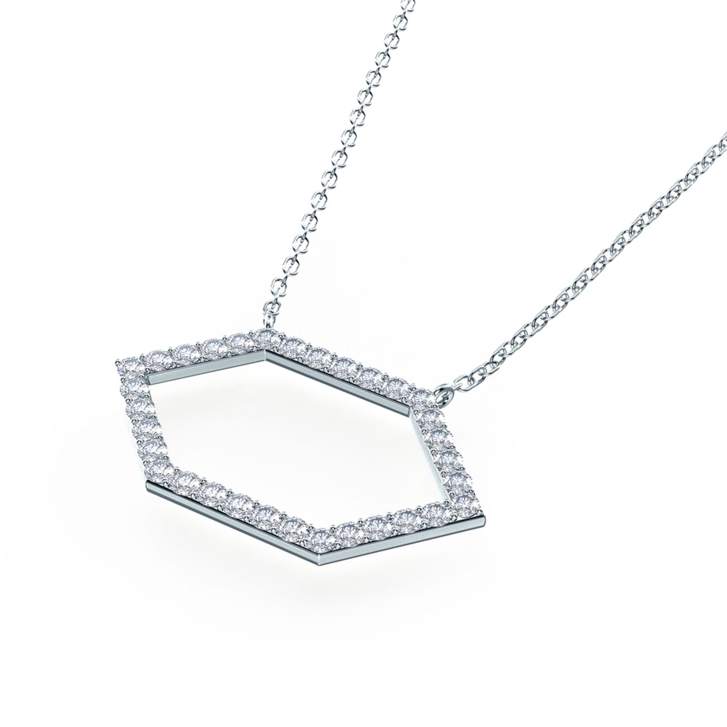 Open Hexagon Necklace with 0.15 TCW Round Cut Moissanite