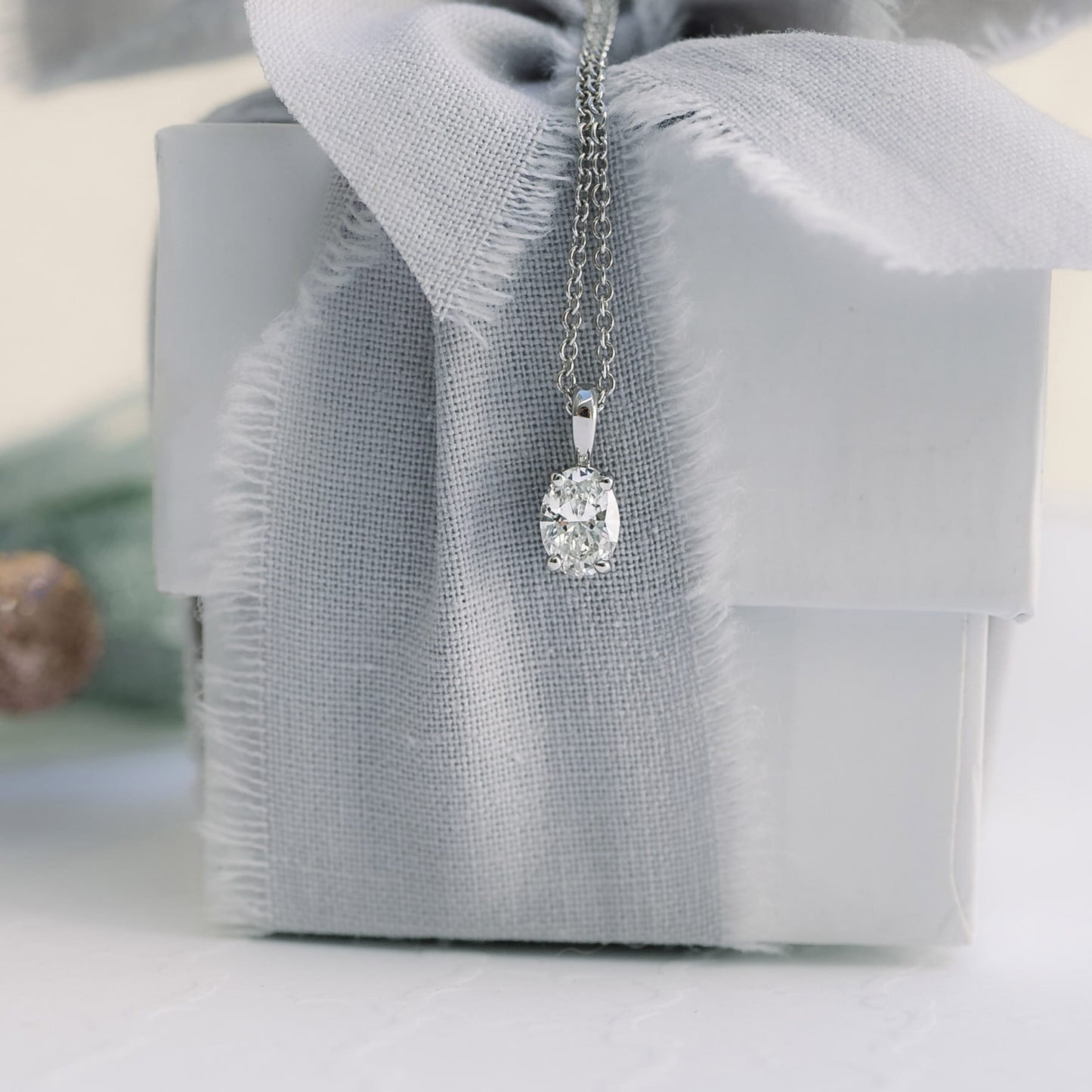 Solitaire Necklace with 0.35 CT Classic Oval Cut Moissanite