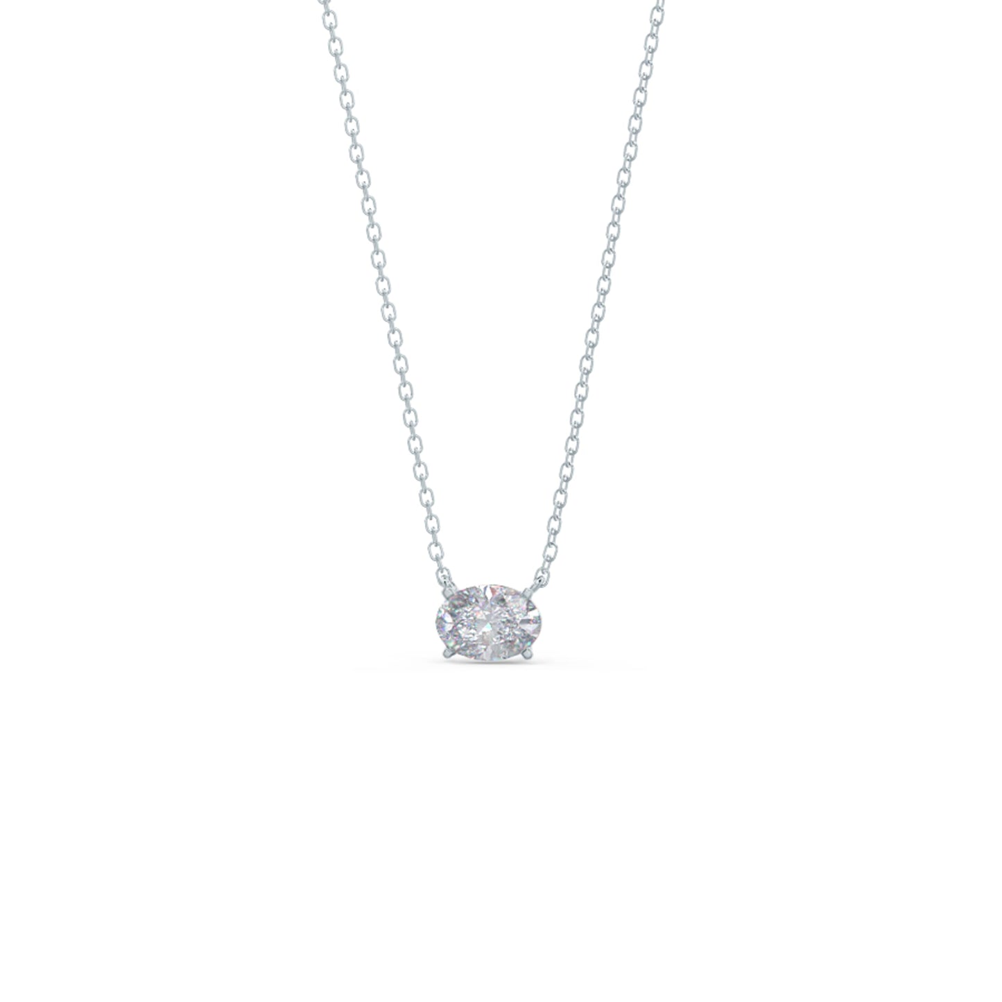 Solitaire Necklace with 0.35 CT East-West Oval Cut Moissanite