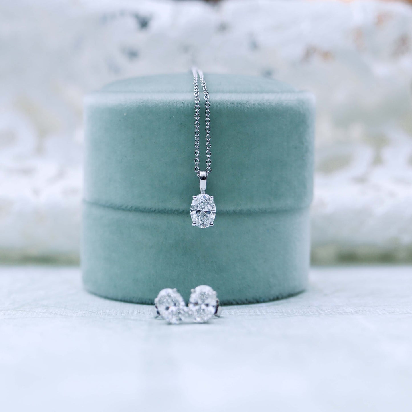 Solitaire Necklace with 0.35 CT Classic Oval Cut Moissanite