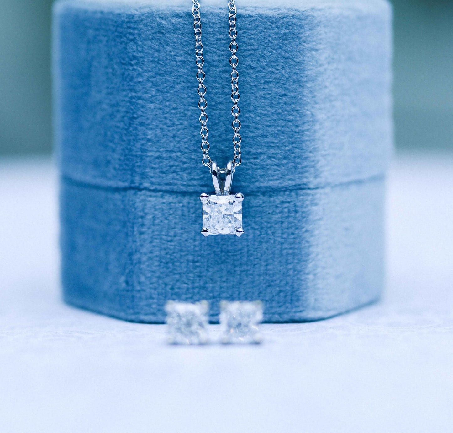 Solitaire Necklace with 0.50 CT Classic Radiant Cut Moissanite
