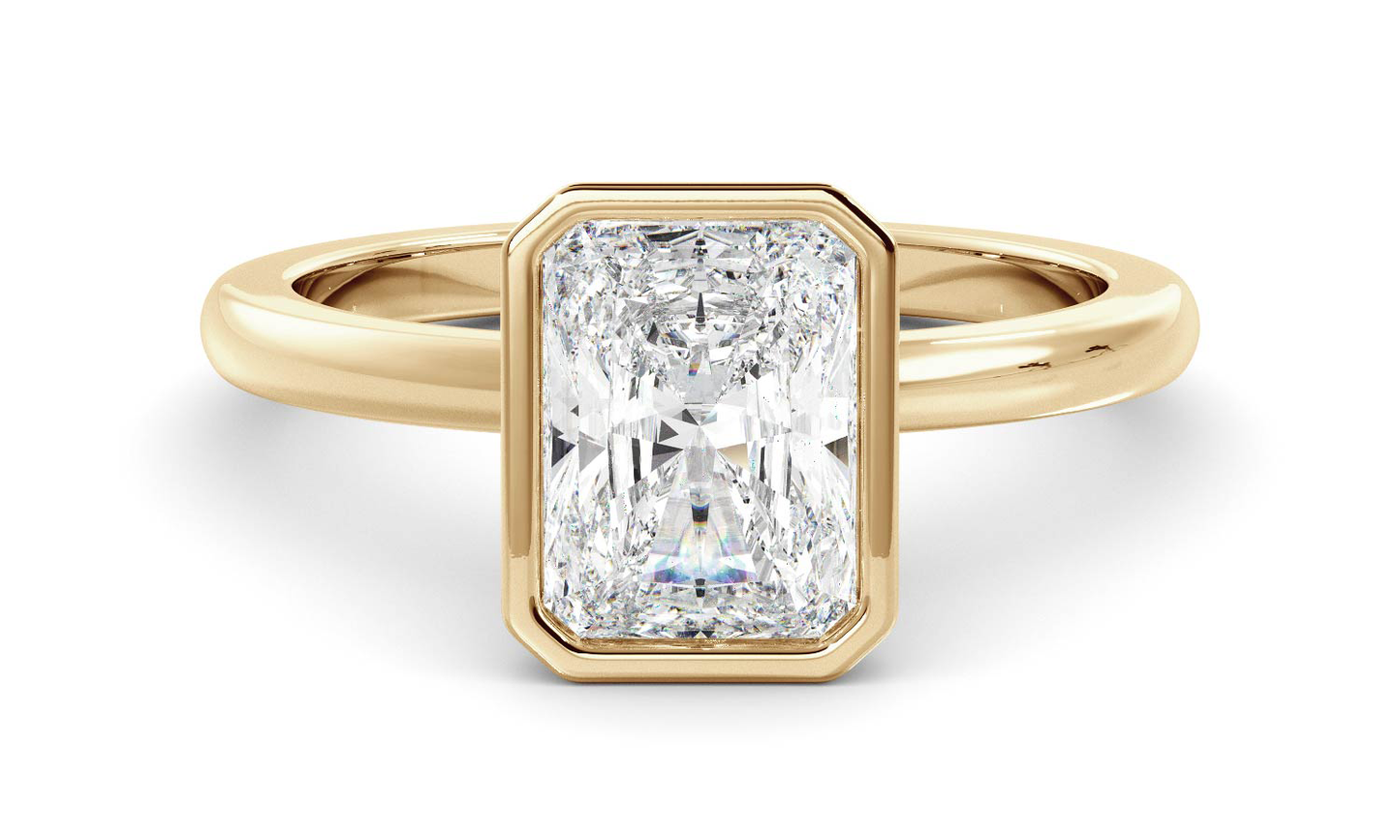Bezel Ring with 1.50 CT Radiant Moissanite