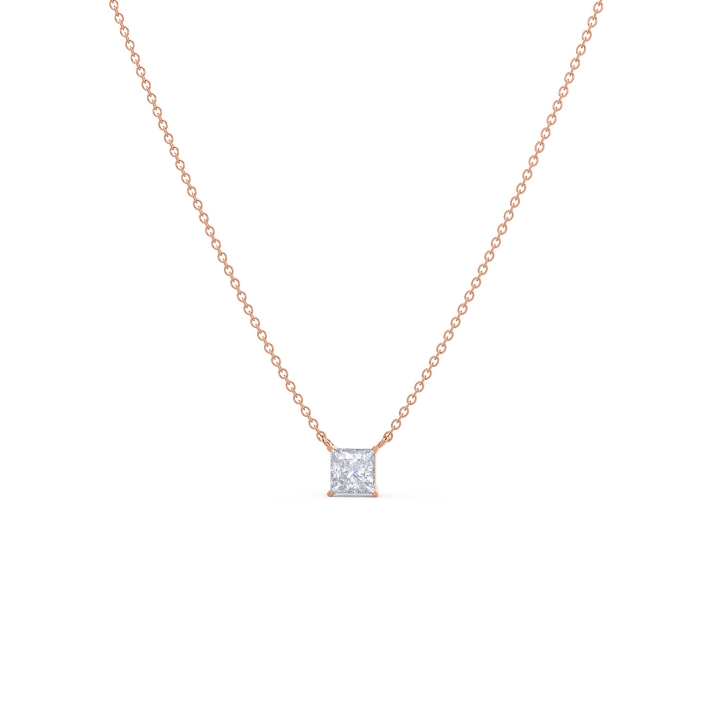 Solitaire Necklace with 0.50 CT Floating Princess Cut Moissanite
