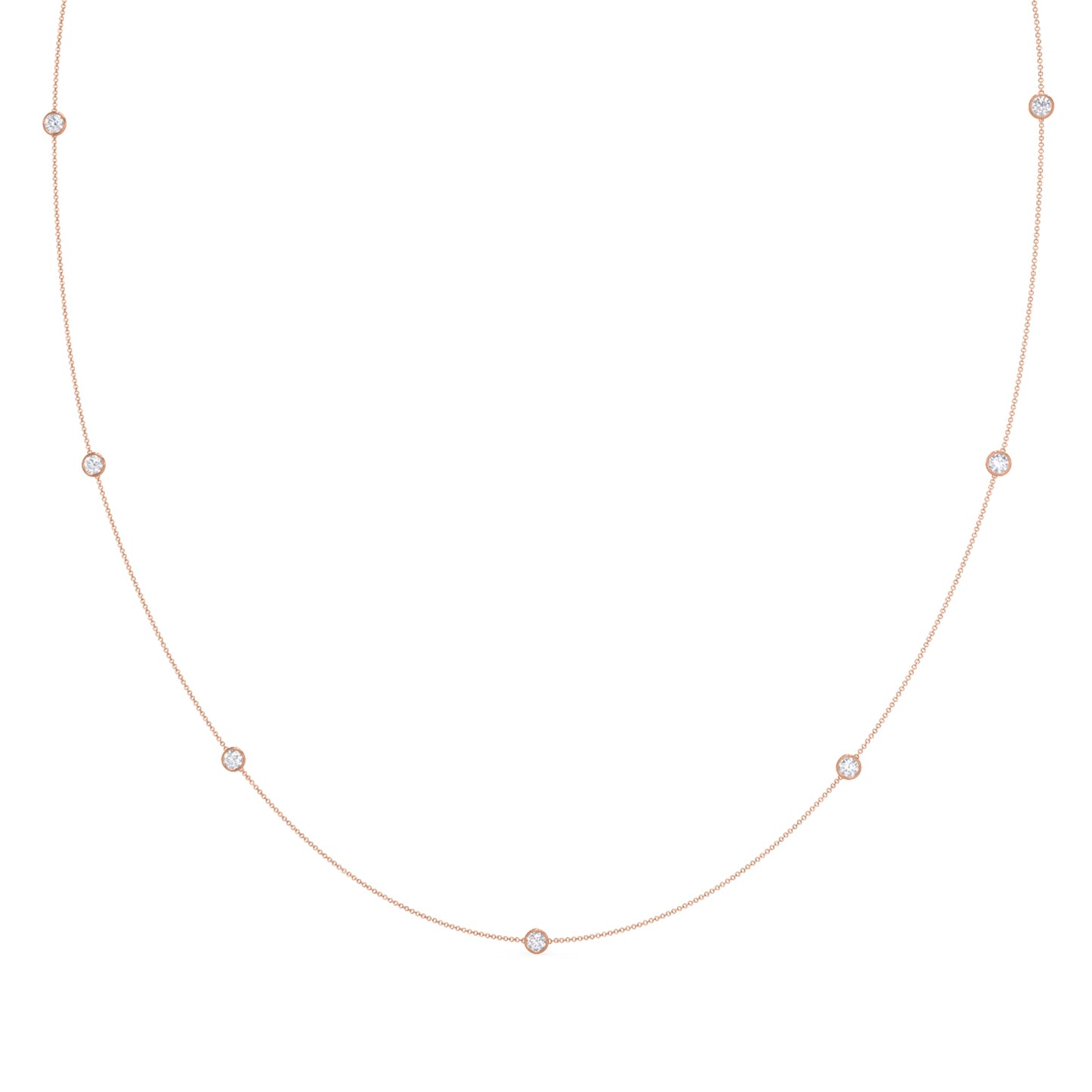 Bezel Necklace with 0.35 TCW Floating Round Cut Moissanite