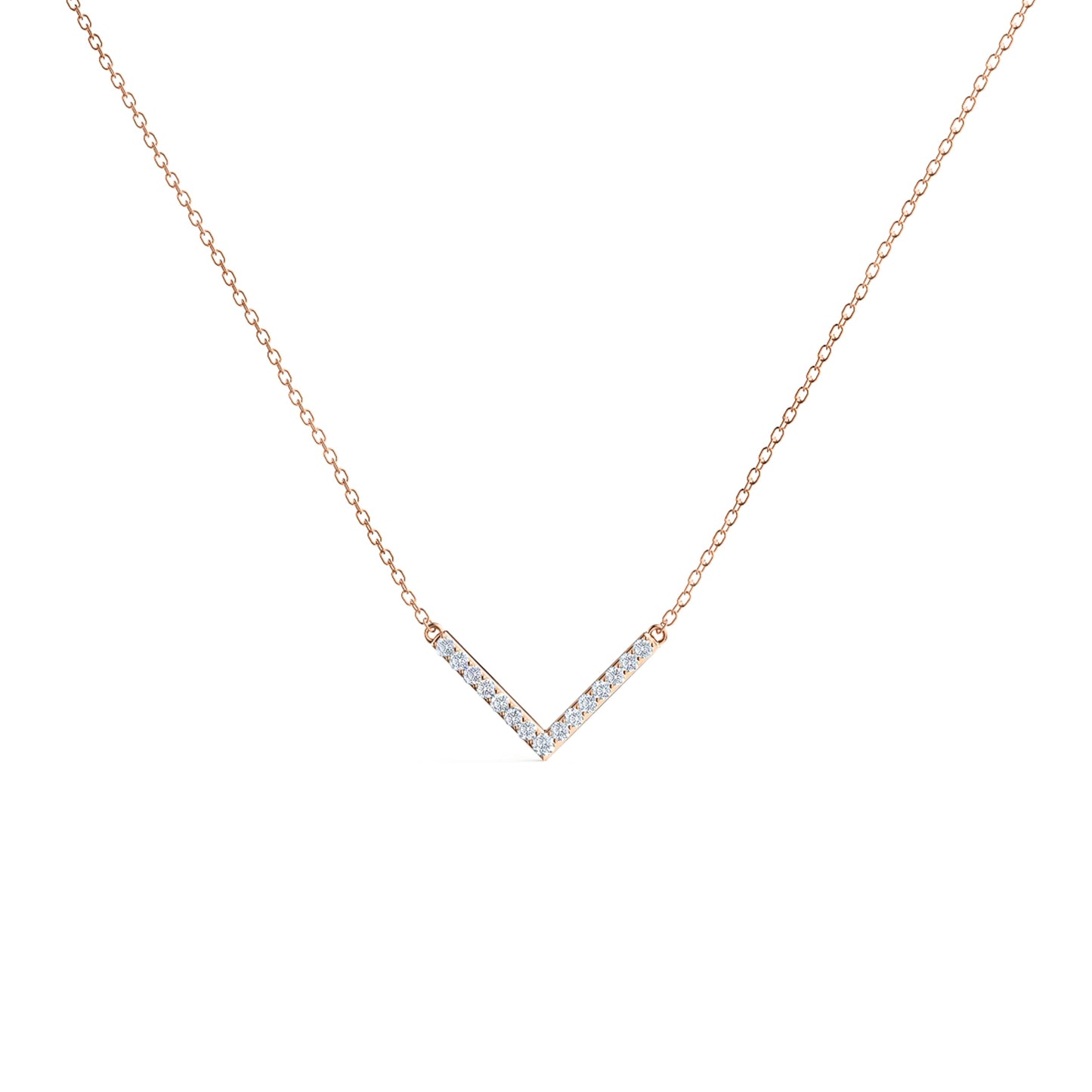 V Style Necklace with 0.24 TCW Round Cut Moissanite